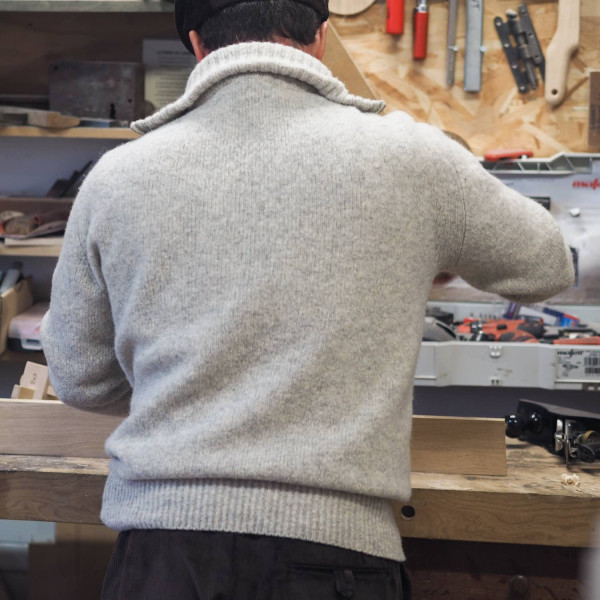 Pull camionneur écru en laine 100% français Le Laboureur